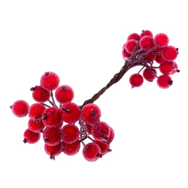聖誕裝飾-紅色雙頭玻璃漿果子1.2CM(40支)