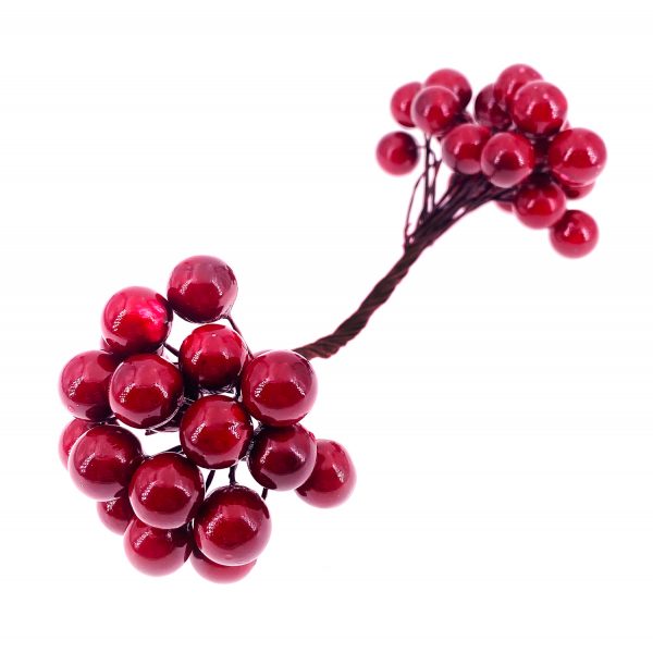 聖誕裝飾-紅色雙頭漿果子8MM(40支)