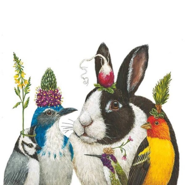 Decoupage蝶古巴特餐巾-雀仔和小兔子