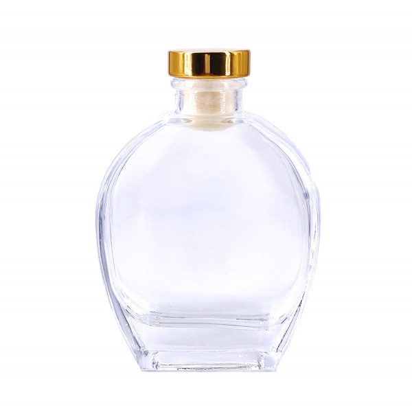 浮游花金色蓋橢圓形扁玻璃瓶