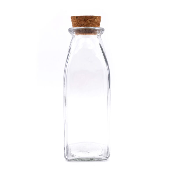 木塞方形牛奶玻璃瓶