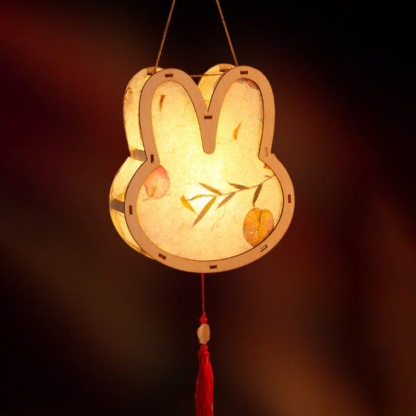 古典花草紙燈籠DIY材料包-小兔頭