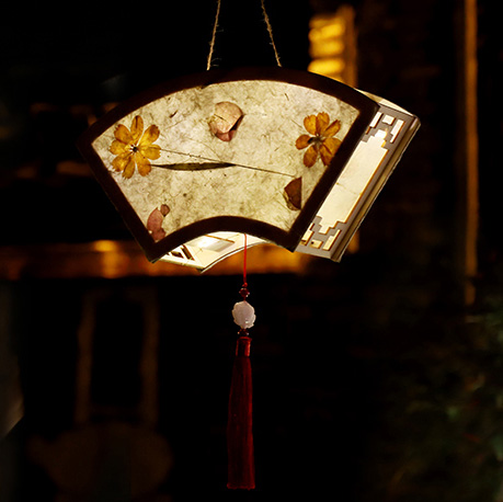 古典花草紙燈籠DIY材料包-扇形