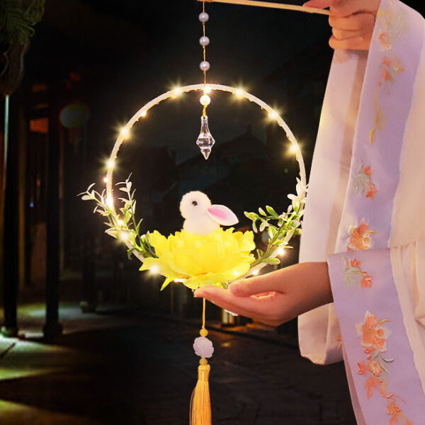 黃色兔子牡丹花燈籠DIY材料包