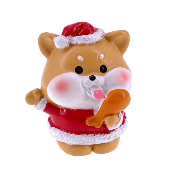 聖誕柴犬食雞肶樹脂裝飾擺設