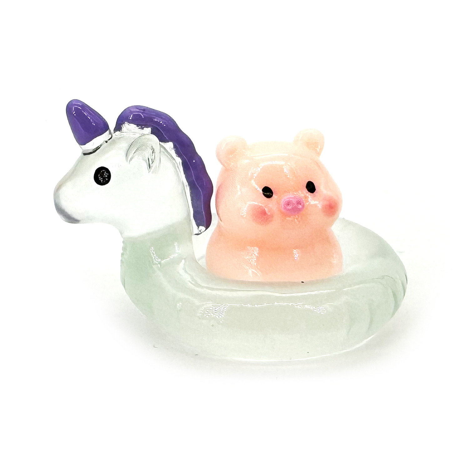 小豬坐獨角獸水泡樹脂裝飾擺設