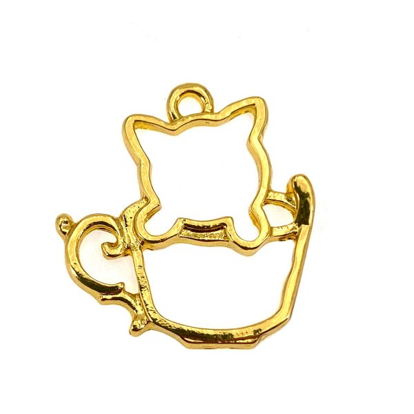 茶杯小貓滴膠金屬邊框