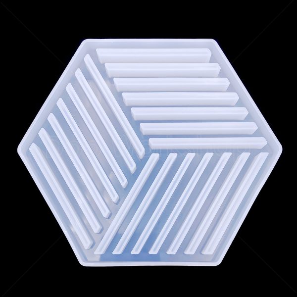 滴膠矽膠硅膠模具-六角鏤空條紋杯墊