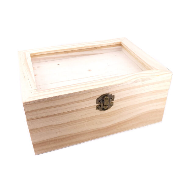 長方形玻璃木盒22X16.5X10CM